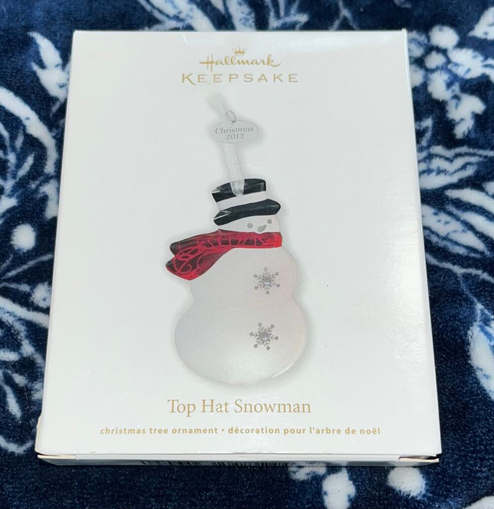 2012 Hallmark Keepsake Top Hat Snowman Christmas tree ornament.